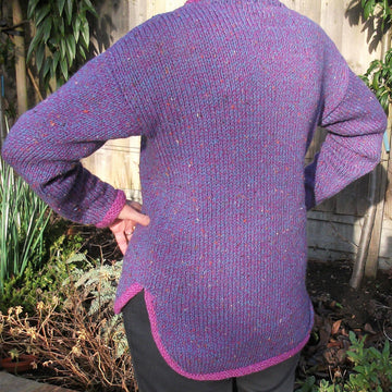 Split Length Tunic Sweater with Contrast Hems
