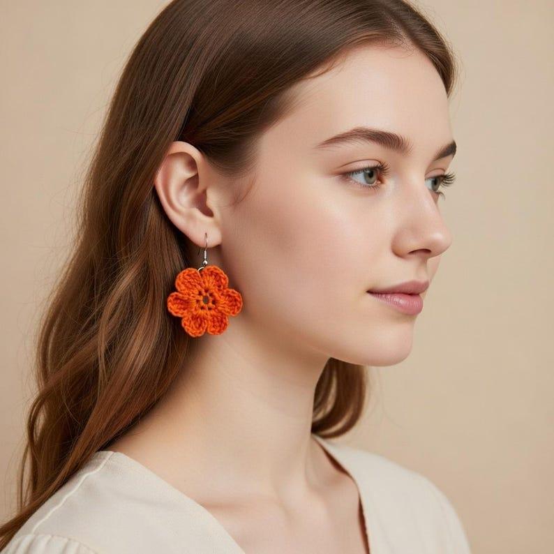 Crochet Flower Earrings Pattern – Floral Hoop Jewelry PDF + Video Tutorial