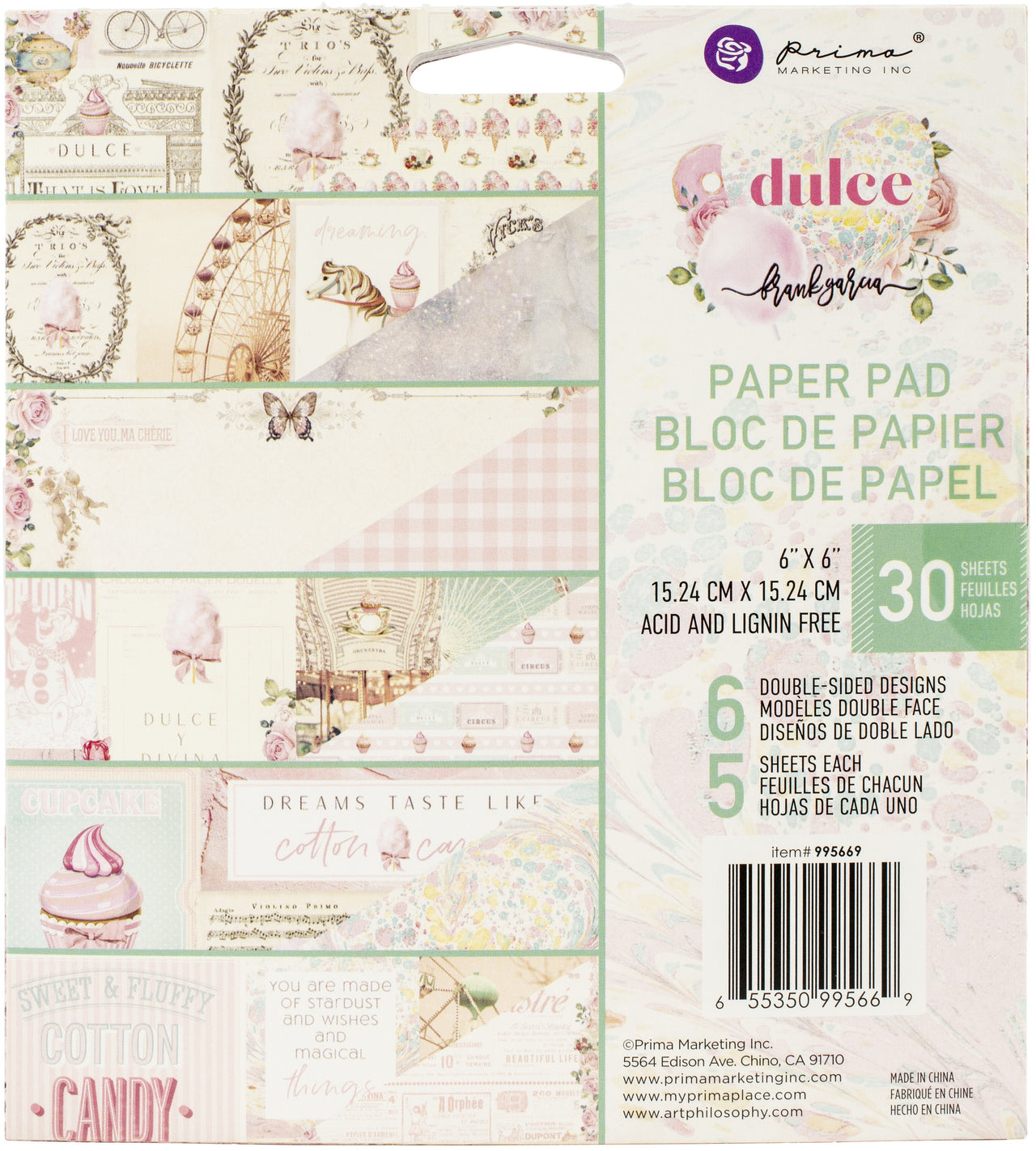 Prima Marketing Double-Sided Paper Pad 6"X6" 30/Pkg - Dulce By Frank Garcia, 6 Designs/5 Each
