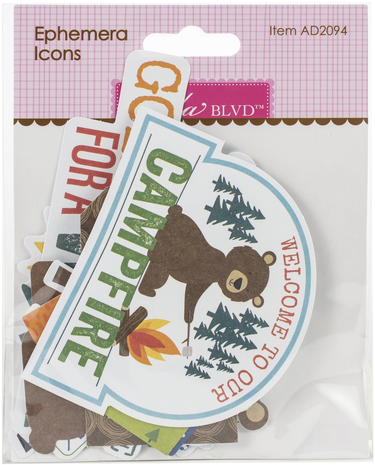Doodlebug Bella Blvd Cardstock Ephemera - Icons, Let's Go On An Adventure