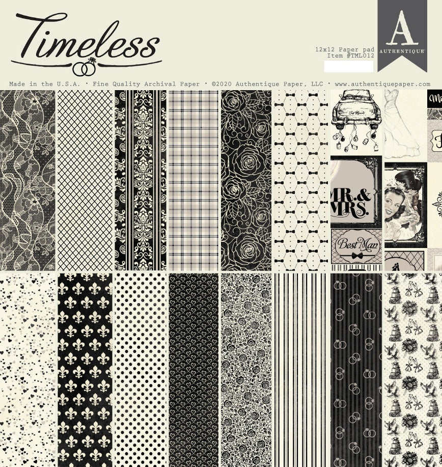 Authentique Paper Authentique Double-Sided Cardstock Pad 12"X12" 18/Pkg - Timeless