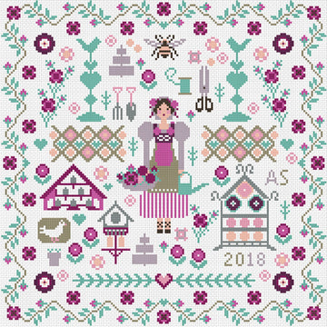 Riverdrift House Summer Garden Cross Stitch Kit - 30cm x 30cm