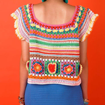 Kahlo Crop Top - Free Crochet Pattern For Women in Paintbox Yarns Cotton DK
