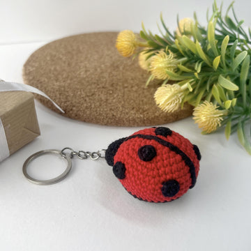 Ladybug crochet keychain pattern Amigurumi keyring bag charm Crochet car hanging decor