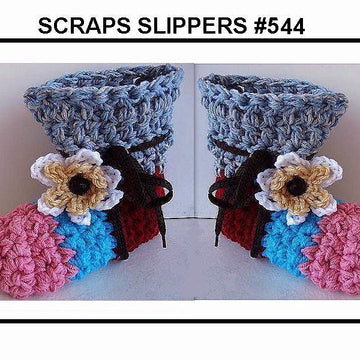 544 SCRAPS SLIPPERS Newborn to Adult Large