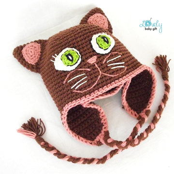 Kitty, Cat Earflap Hat Crochet Pattern