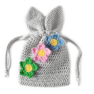 Easter bunny bag with ears Crochet pouch Easter gift Mesh bag Woven bag Easter egg hunt project