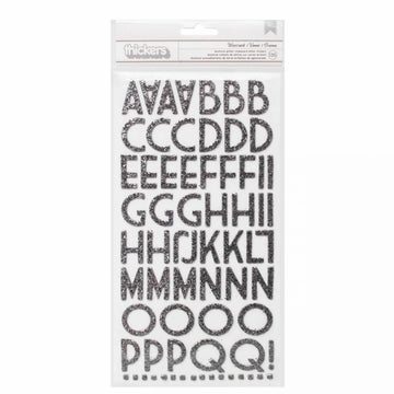American Crafts Thickers Wisecrack Alphabet Chipboard Silver DuoTone Glitter (135 Piec