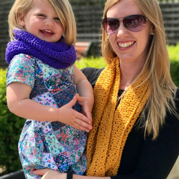 Mother and Daughter Lace Snood, Cowl, Infinity Scarf in Patons Smoothie DK