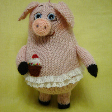 Knit pink pig, DIY Stuffed Animal
