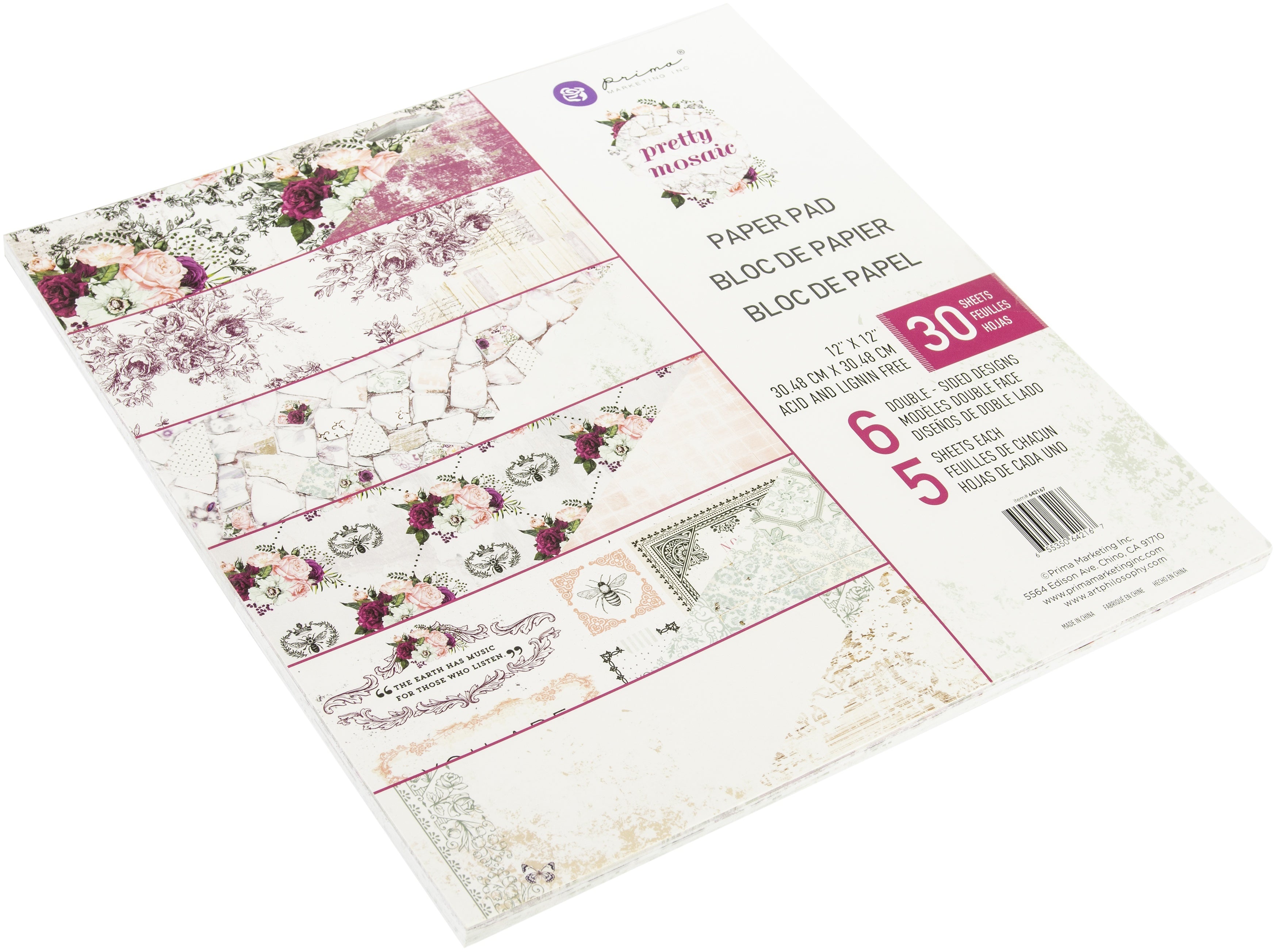 Prima Pretty Mosaic Double sided Pad 12" x12" 30/sheets