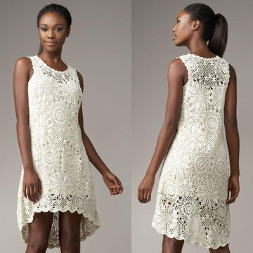 Crochet High-low A-line summer dress.