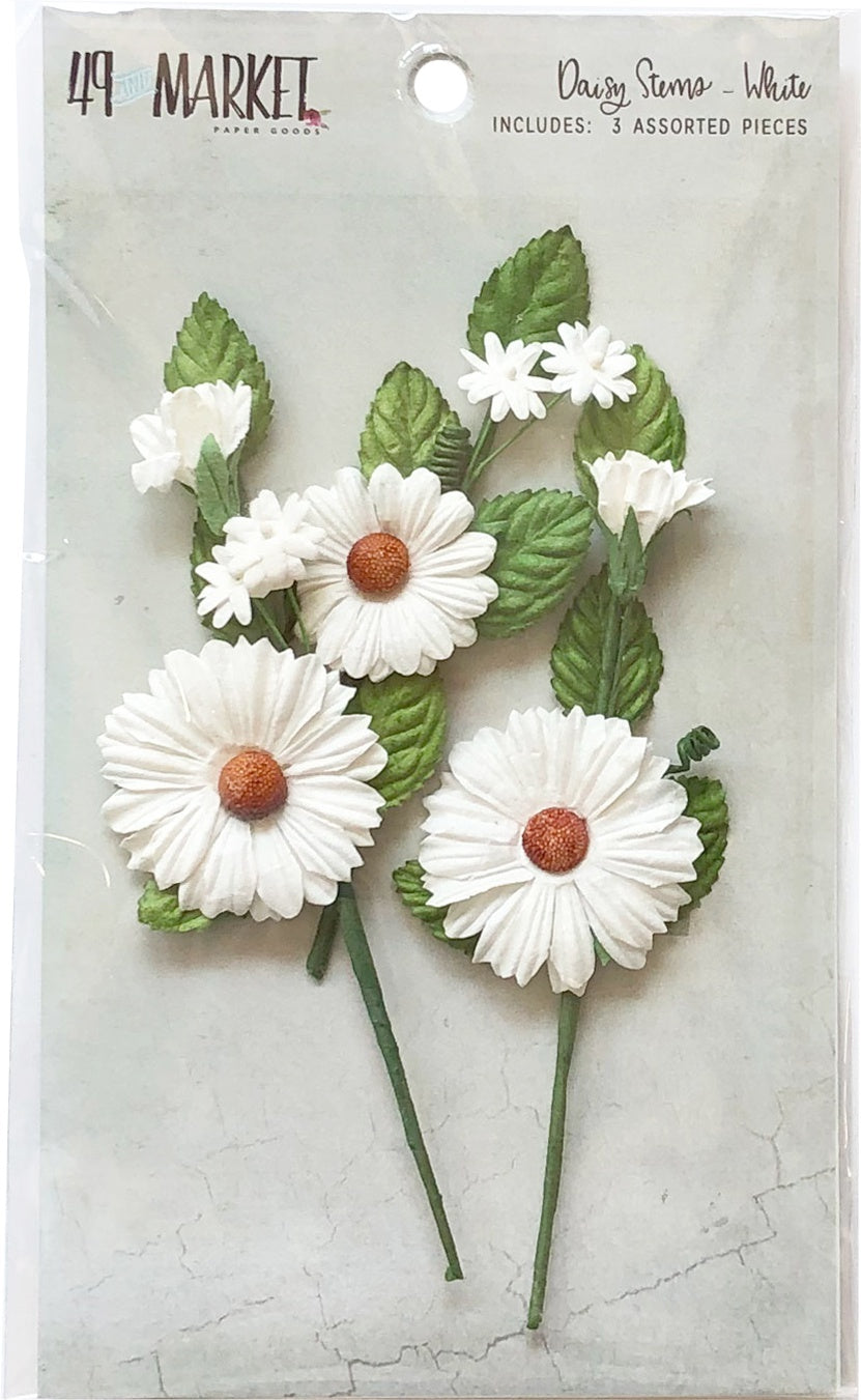 49 And Market Daisy Stems 3/Pkg - White