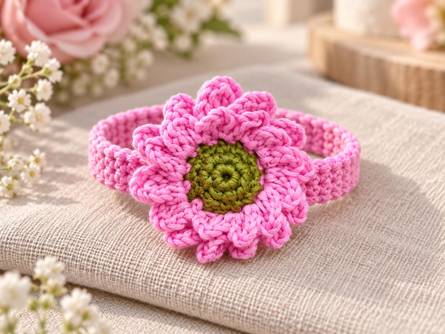 Crochet Multilayer Flower Hair Band Pattern – PDF + Video Tutorial