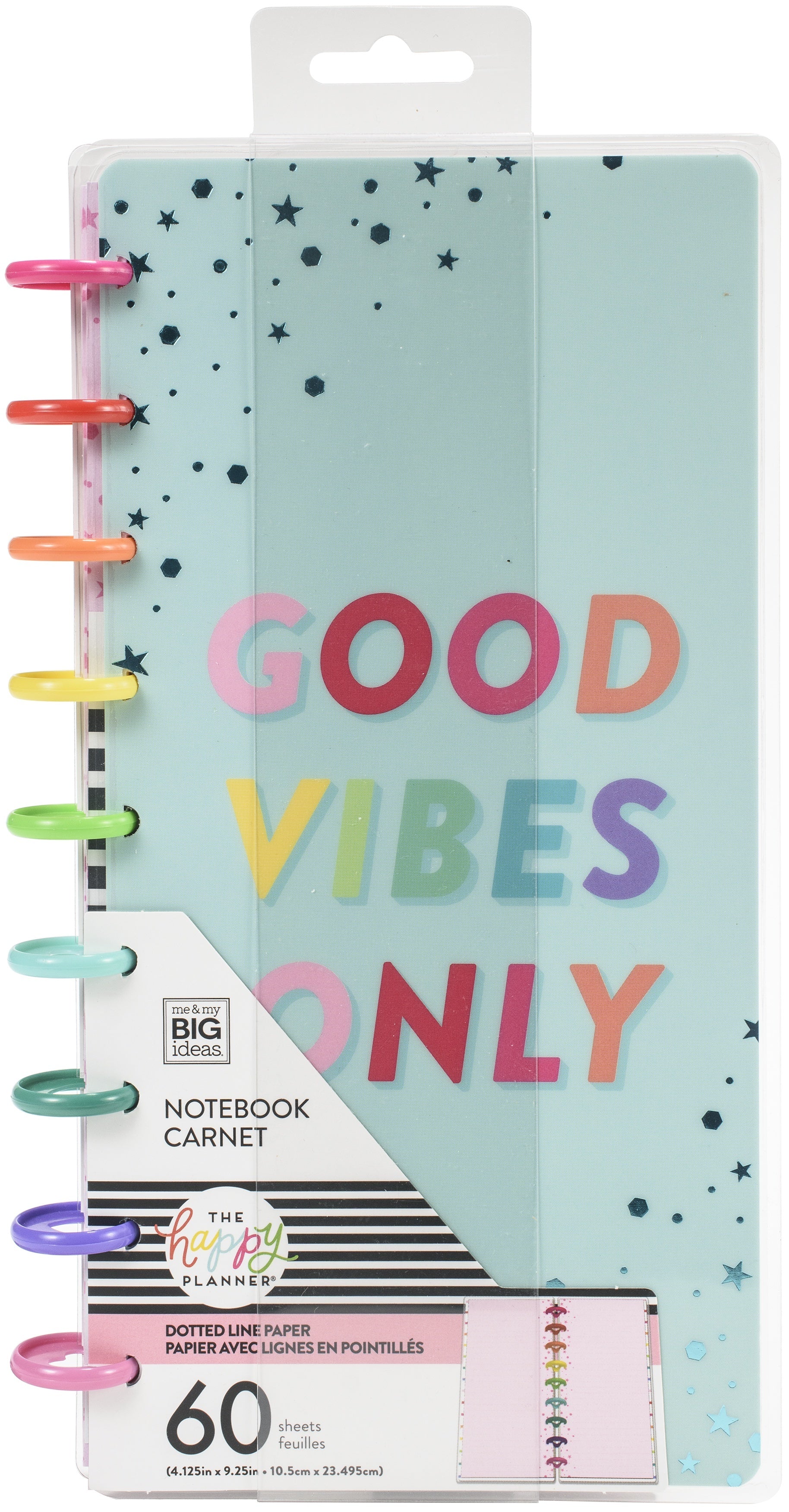 Happy Planner Half Sheet Notebook 8"X5.62" 60/Pkg - Good Vibes Only