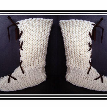 634 KNIT TALL LACE UP SLIPPERS, 2 yrs to adult Large