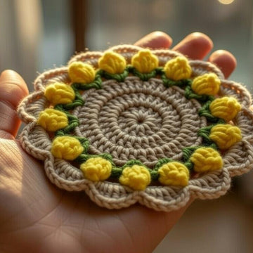 Crochet Round Coaster Pattern PDF + Video Tutorial – Easy Beginner Crochet Table Decor