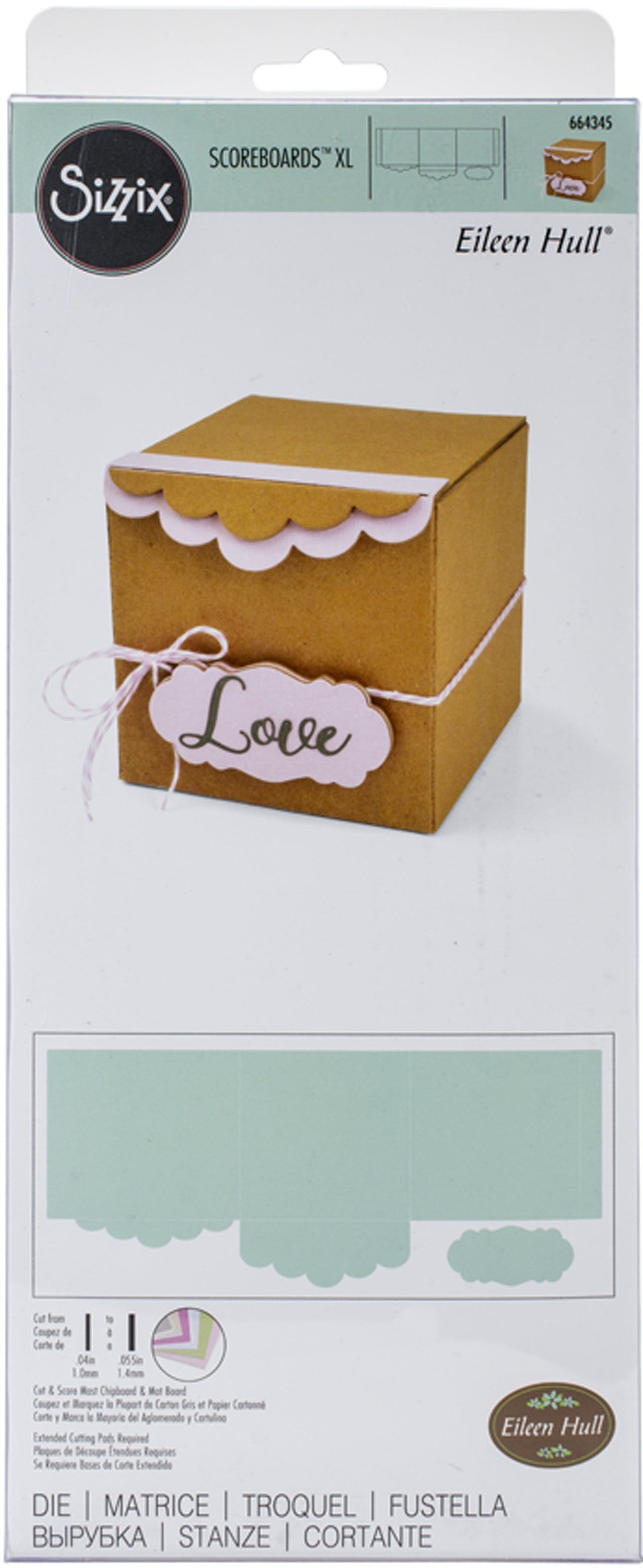 Sizzix ScoreBoards XL Die by Eileen Hull - Box, Gift W/Scallop Edges & Label