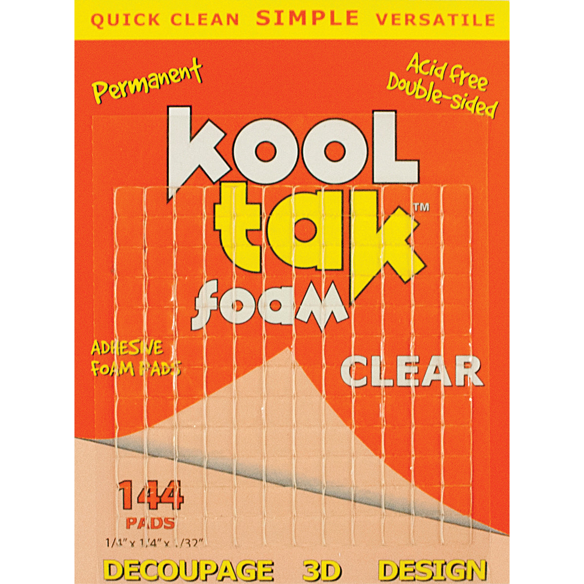 Kool Tak 3D Foam Pads 144/Pkg - Clear, .25"X.25"X.031"