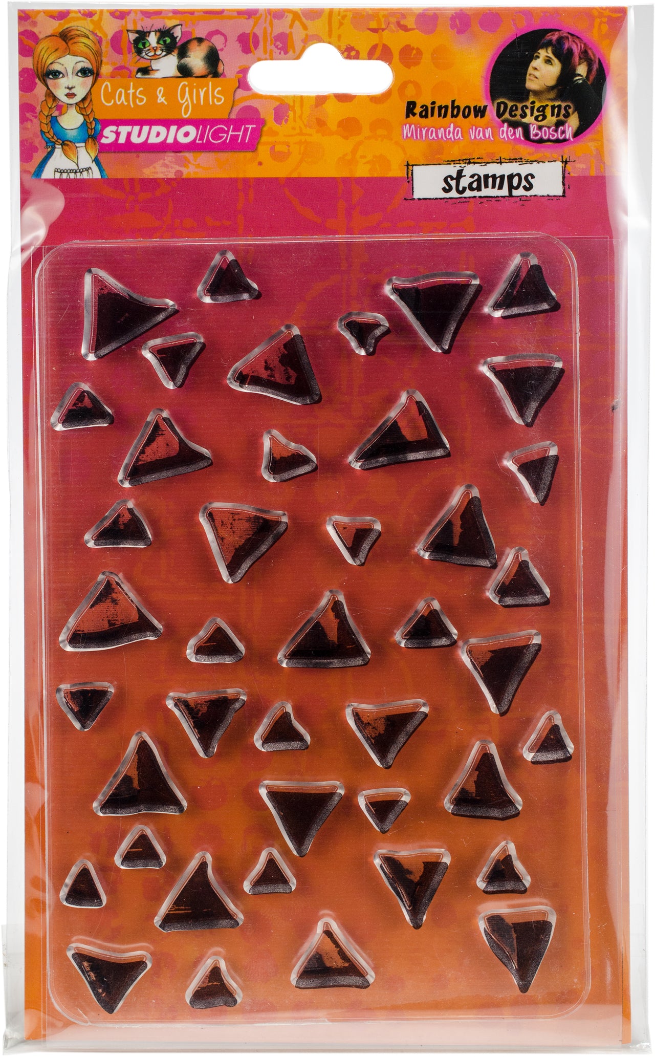 Studio Light Mixed Media Rainbow Designs Stamps - Cats & Girls-Triangles