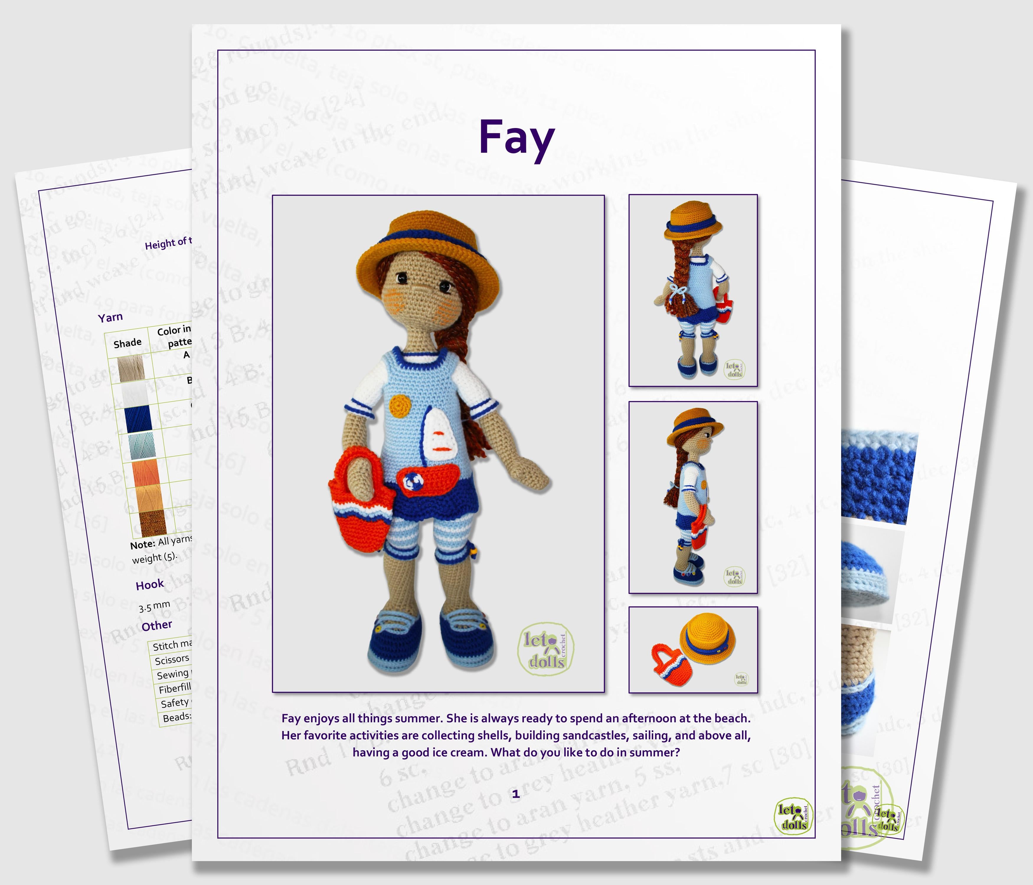 21 inch crochet doll pattern PDF, Large amigurumi doll, Fay
