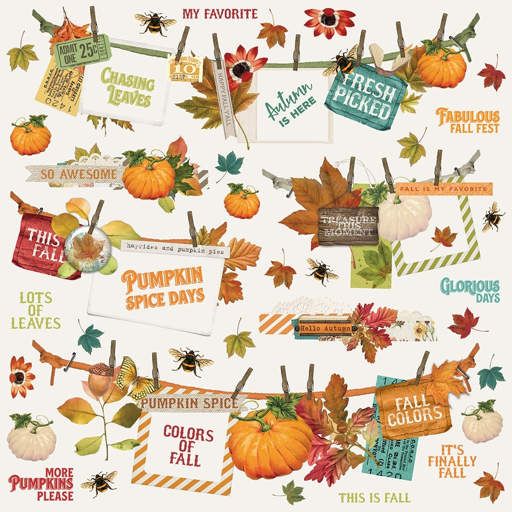 Simple Stories Autumn Splendor Cardstock Stickers 12"X12" - Banners