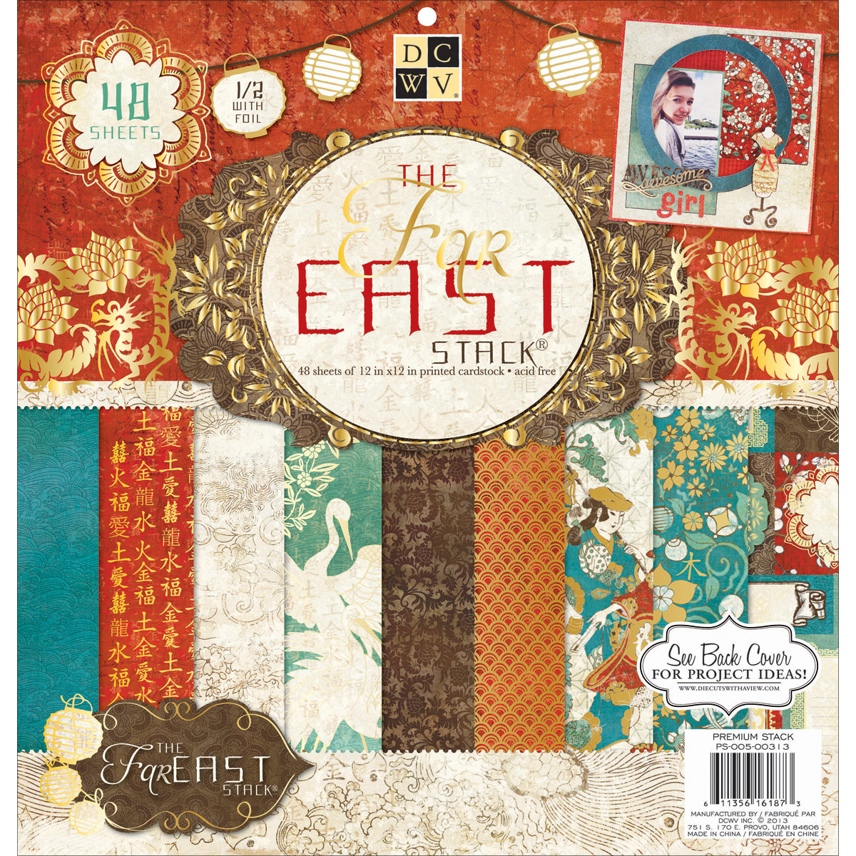 American Crafts DCWV Single-Sided Cardstock Stack 12"X12" 48/Pkg - Far East 2, 24 Des/2 Each, 12 W/Foil
