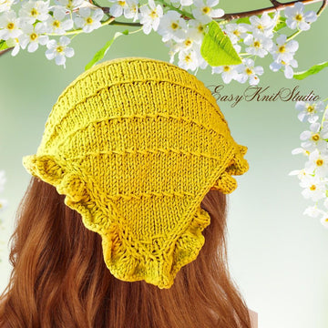 Ruffle Kerchief Knitting Pattern PDF | Beginner Knit Bandana Scarf