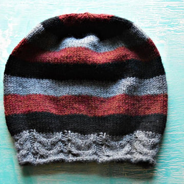 Owl Rib Slouchy Striped Beanie