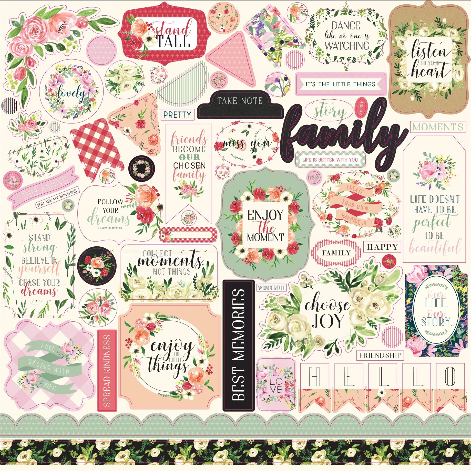Echo Park Paper Botanical Garden Cardstock Stickers 12"X12" - Elements