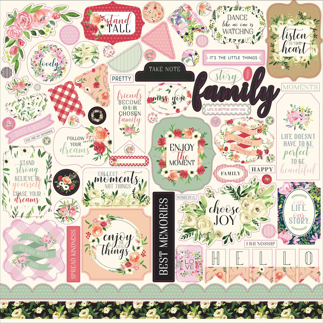 Echo Park Paper Botanical Garden Cardstock Stickers 12"X12" - Elements