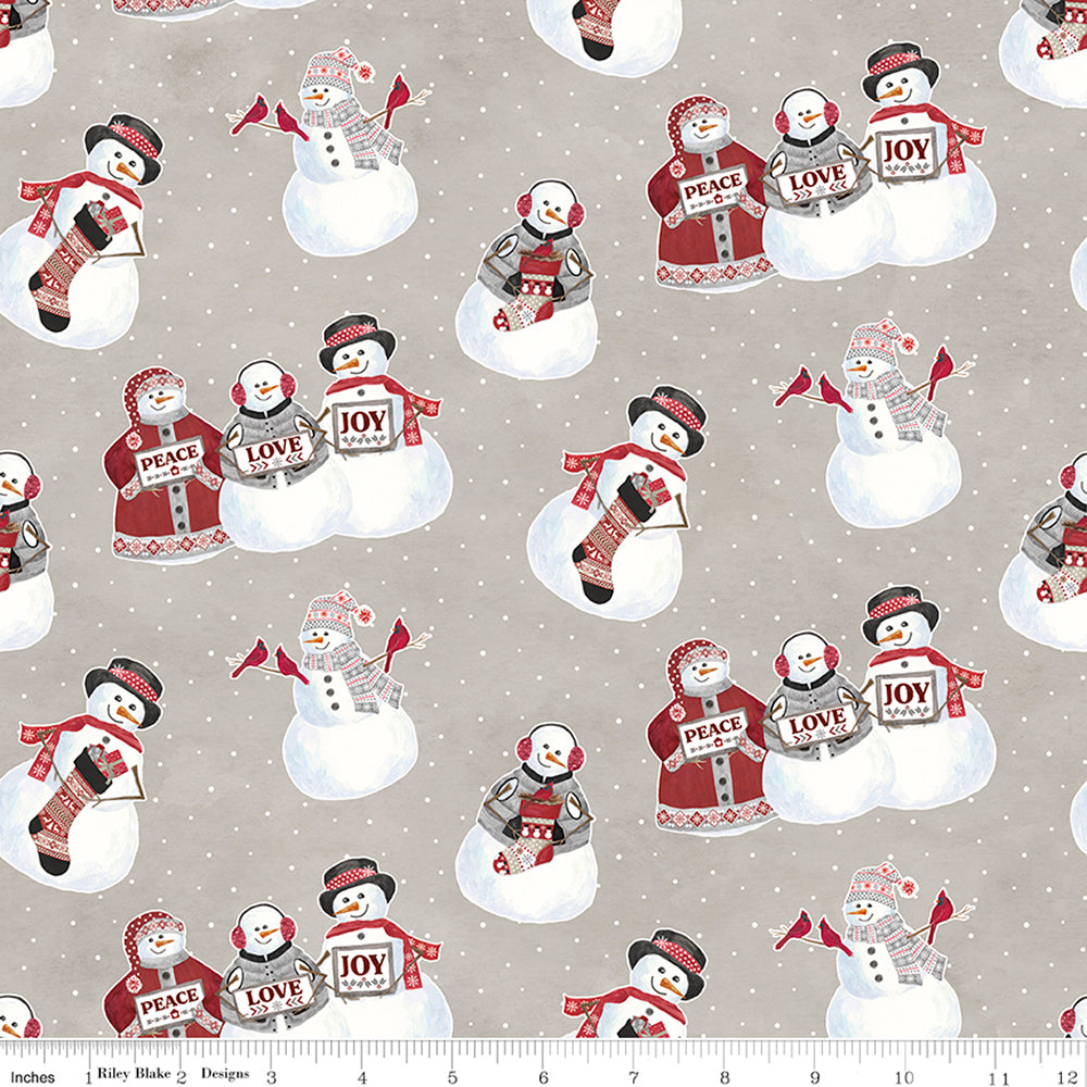 Riley Blake Hello Winter Flannel - Snowmen (Taupe)