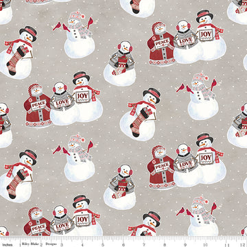 Riley Blake Hello Winter Flannel - Snowmen (Taupe)