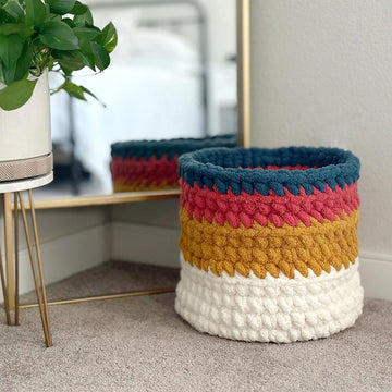 XL Crochet Color Block Basket 106