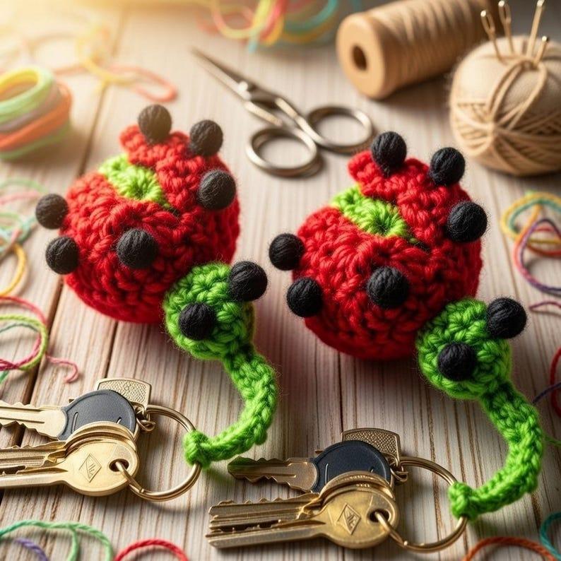 Crochet Ladybug Keychain Pattern – PDF + Video Tutorial