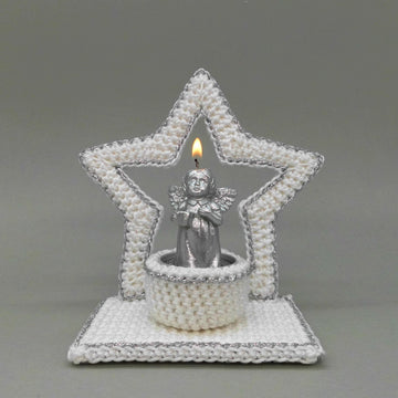Star tealight holder in 2 versions - easy made from scraps of yarn