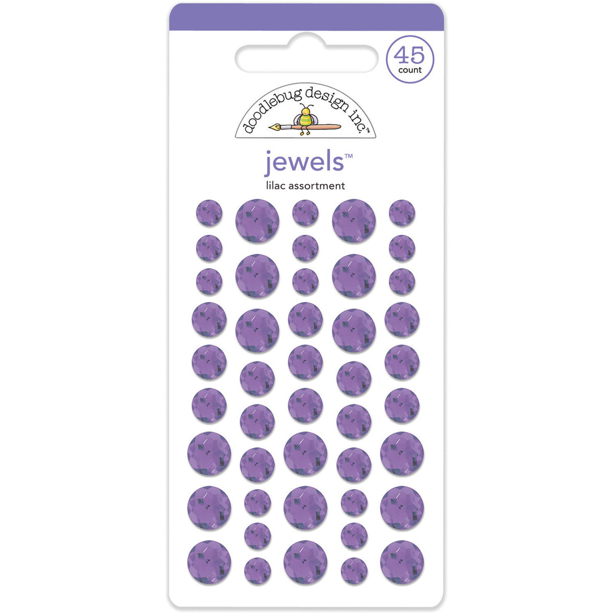 Doodlebug Adhesive Jewels 6mm, 8mm & 10mm 45/Pkg - Lilac