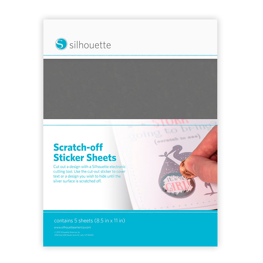 Silhouette America Silhouette Printable Scratch-Off Sticker Sheets 8.5"X11" 5pk - Silver