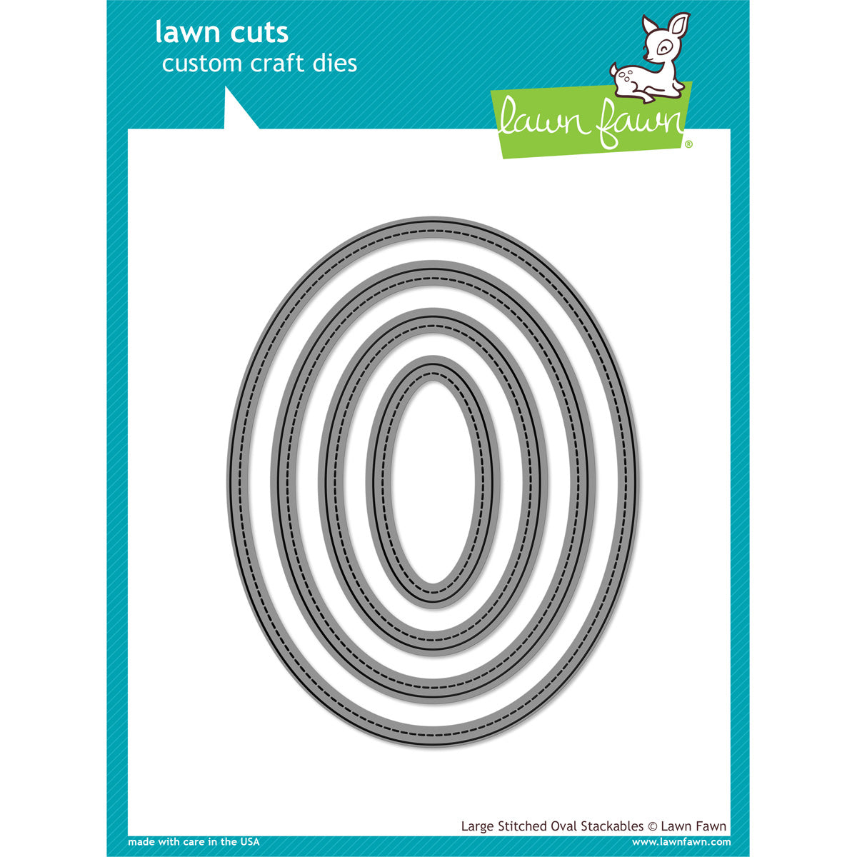 Lawn Fawn Lawn Cuts Custom Craft Stackables Dies - Large Stitched Ovals, 1.25" To 5.5"