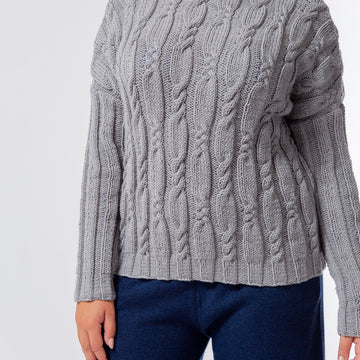Esme Cable Jumper - Knitting Pattern for Women in MillaMia Naturally Soft Merino by MillaMia