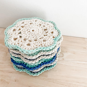 Snow Drop Crochet Coasters Pattern
