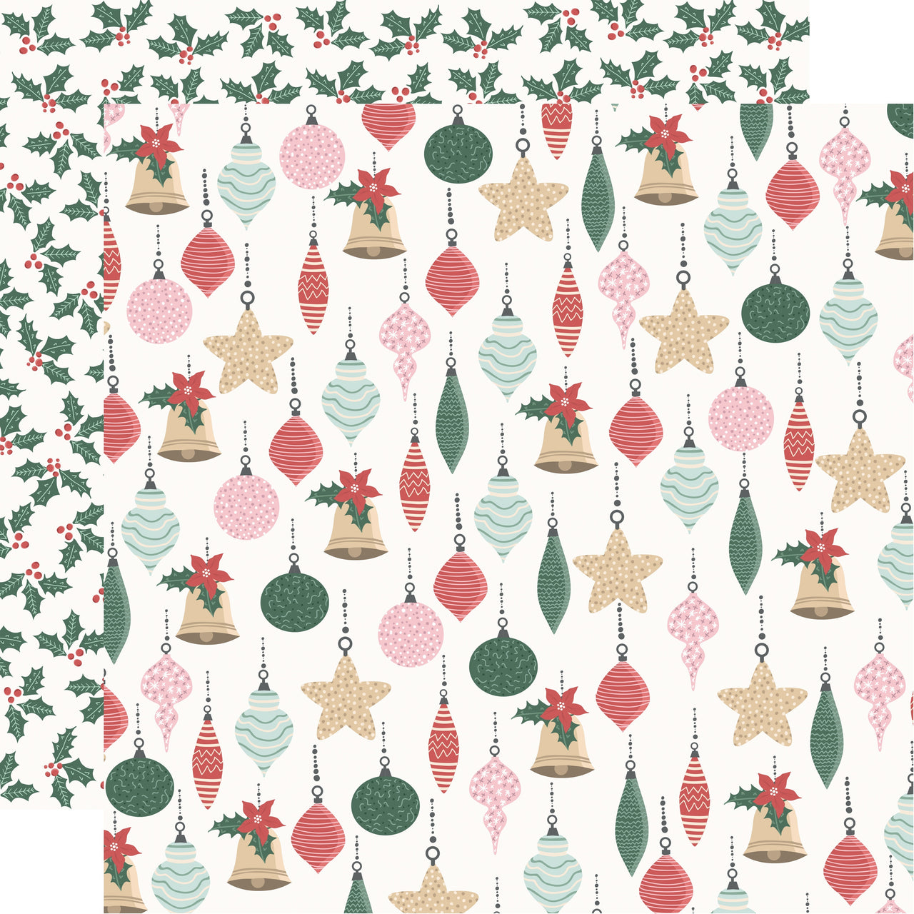 Kaisercraft Peppermint Kisses Double-Sided Cardstock 12"X12" 10/Pkg - Bright Baubles