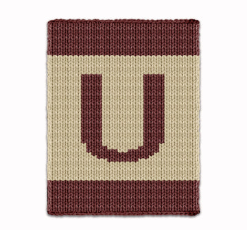 Letter U Knitting Pattern Knit Chunky Blanket Colorwork bedspread