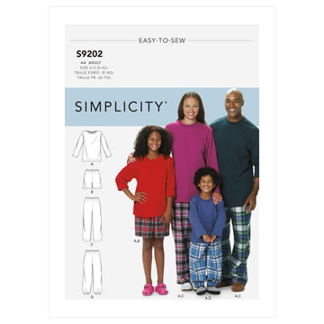 Simplicity Misses'/Men's/Children's/Boys'/Girls' T-Shirt, Shorts and Pants S9202 - Sewing Pattern