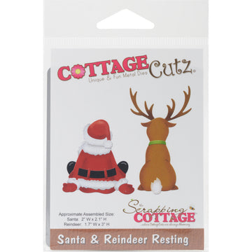 CottageCutz Dies - Santa/Reindeer Resting 2"X2" & 1.7"X3"