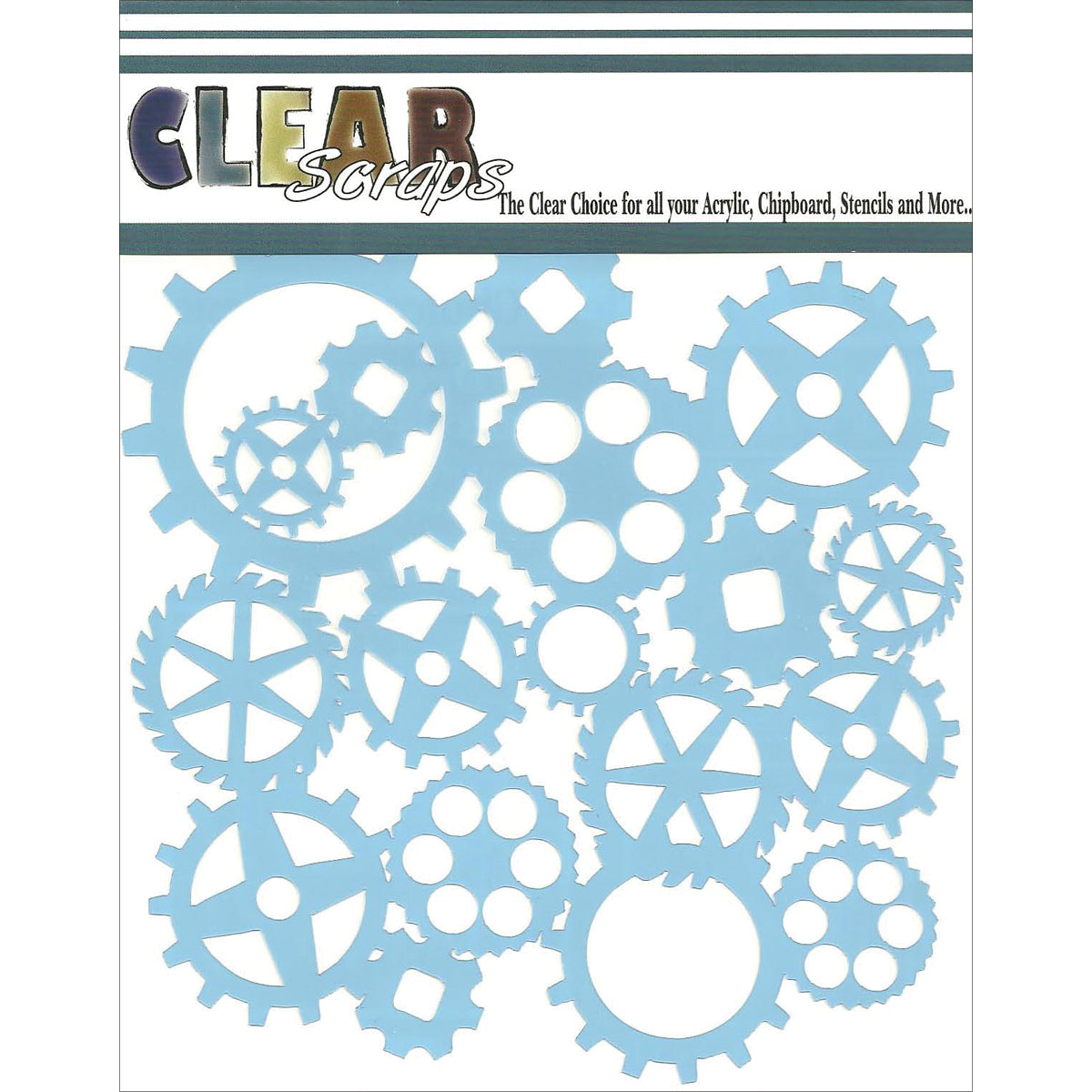 Clear Scraps Stencils 6"X6" - Gears