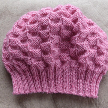 Audrey - 8ply block stitch slouchy beanie, sizes 2 years to lady