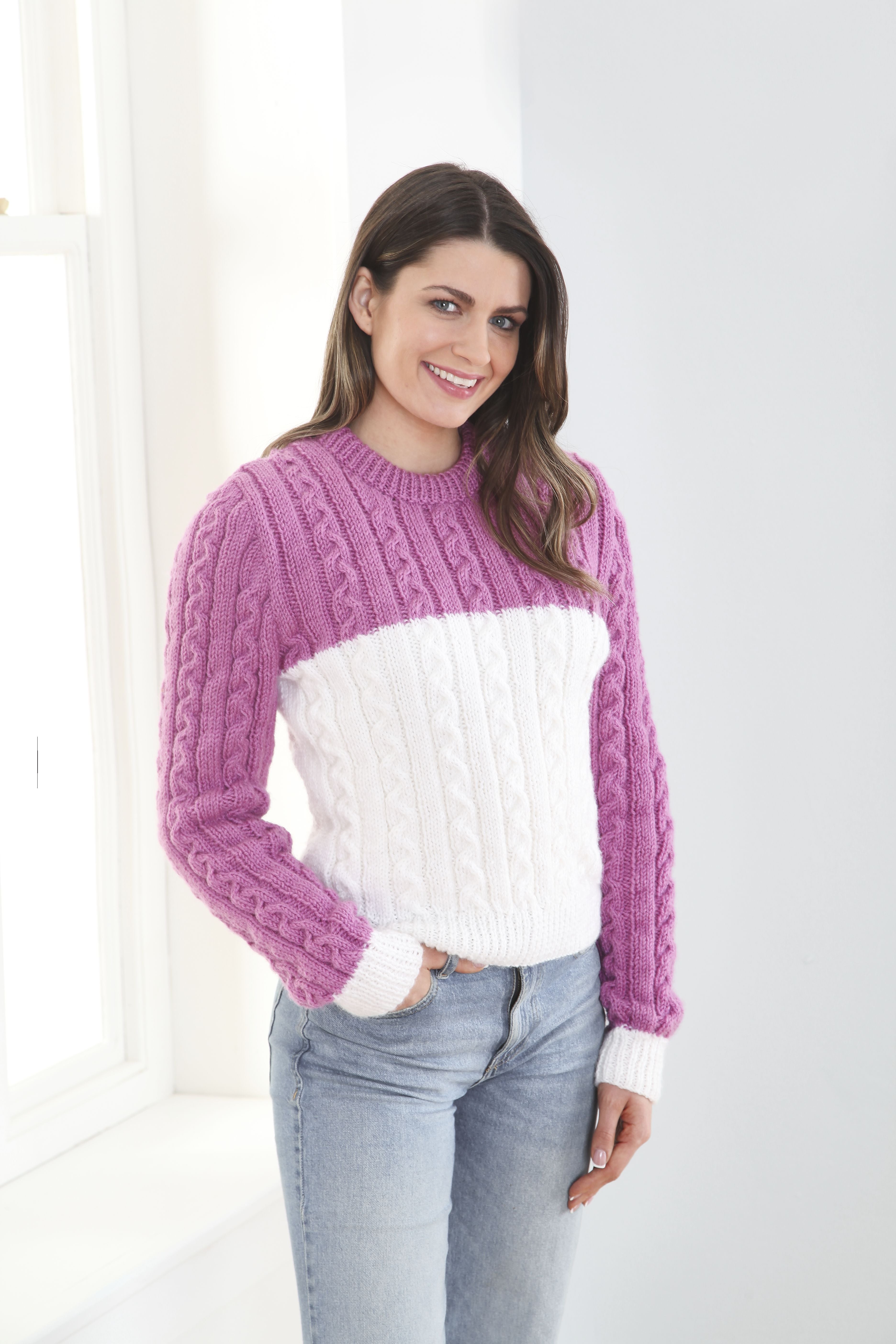 Sweater and Slipover in King Cole Fashion Aran - Leaflet