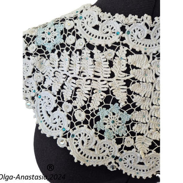 White Lace Irish Lace Detachable Collar "December"