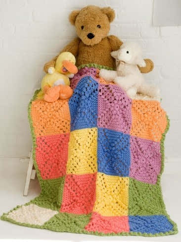 Bobble Blocks Baby Blanket in Caron Simply Soft Collection - Downloadable PDF